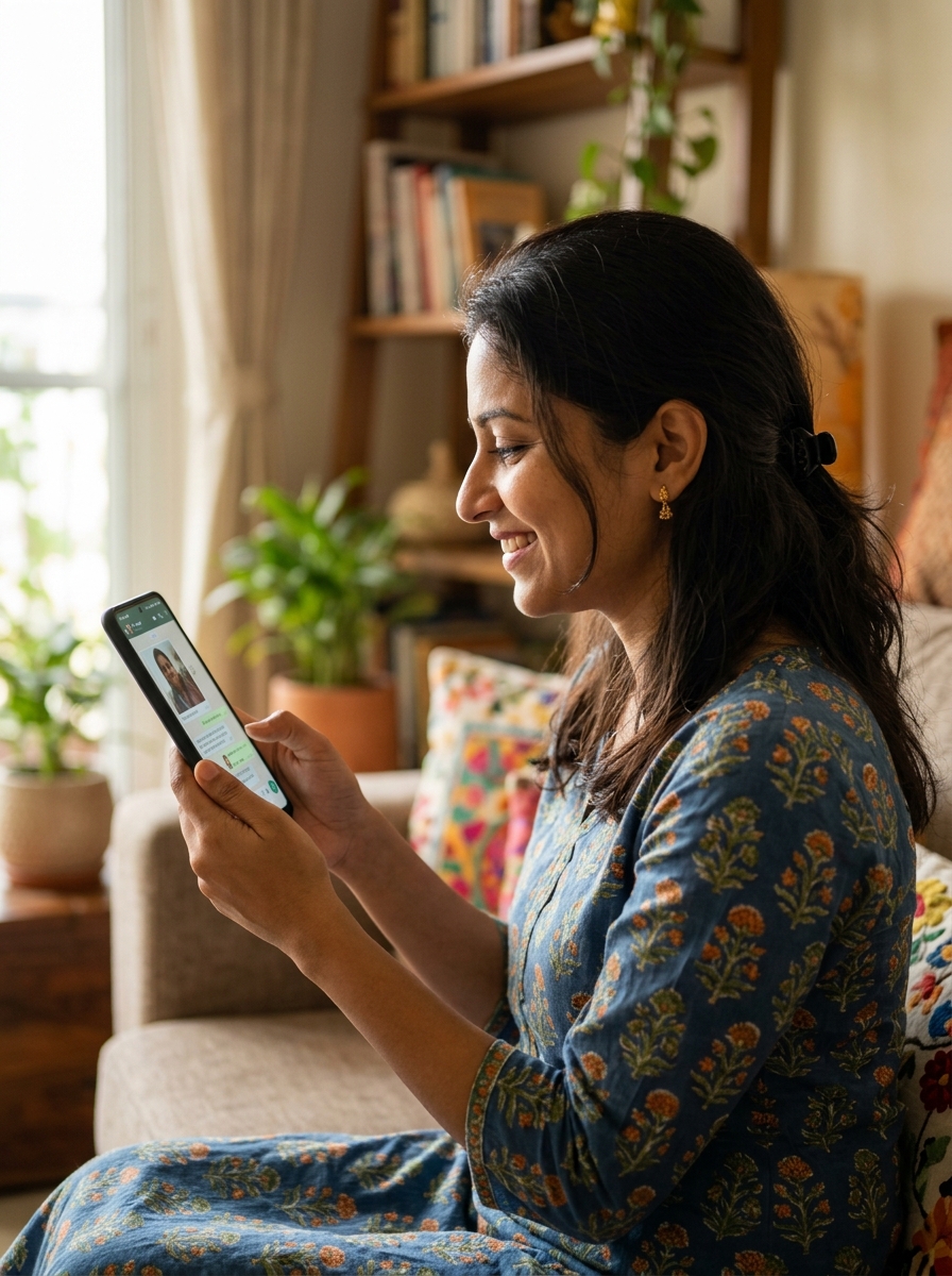 Patient chatting with an AI assistant at home