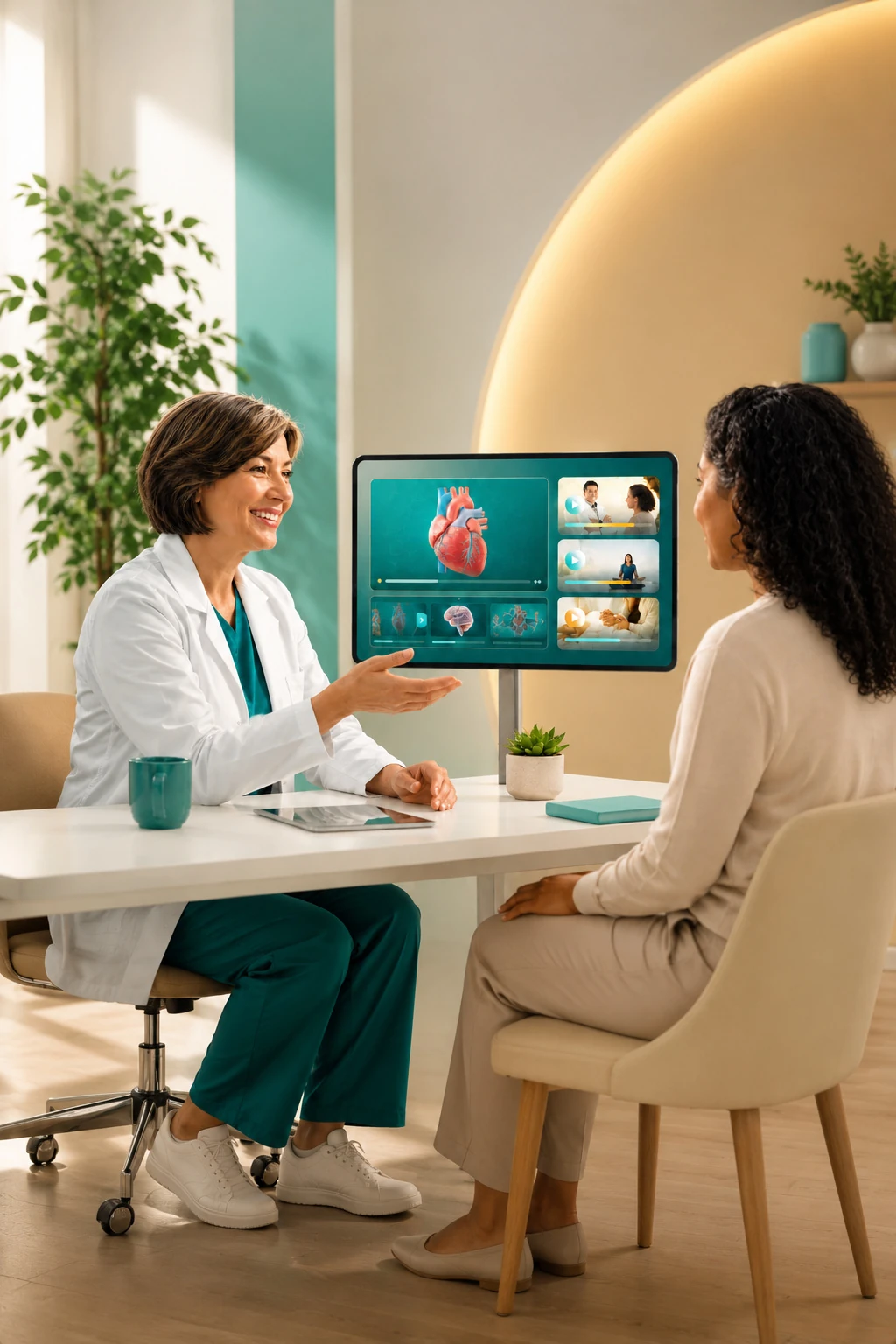 Doctor showing educational medical videos to a patient