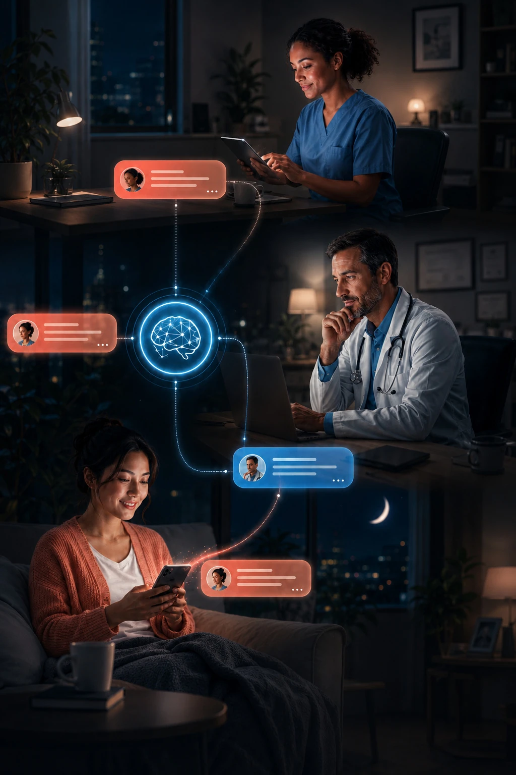 Patient and clinicians connected after office hours