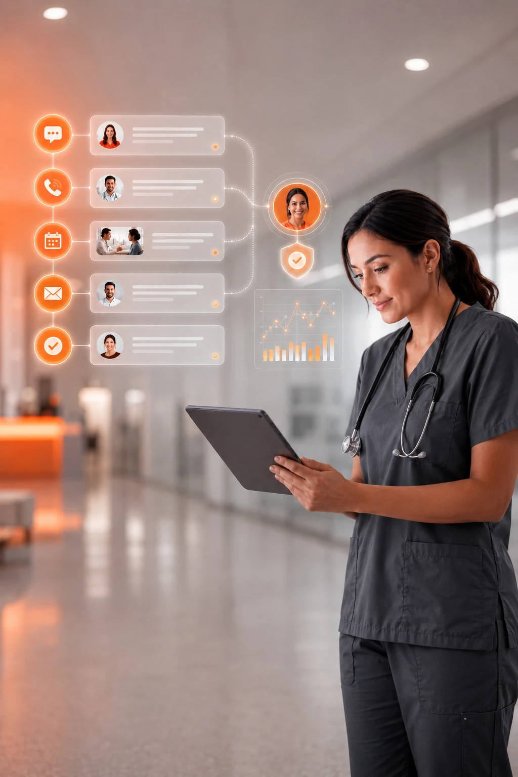 Clinician reviewing an engagement timeline