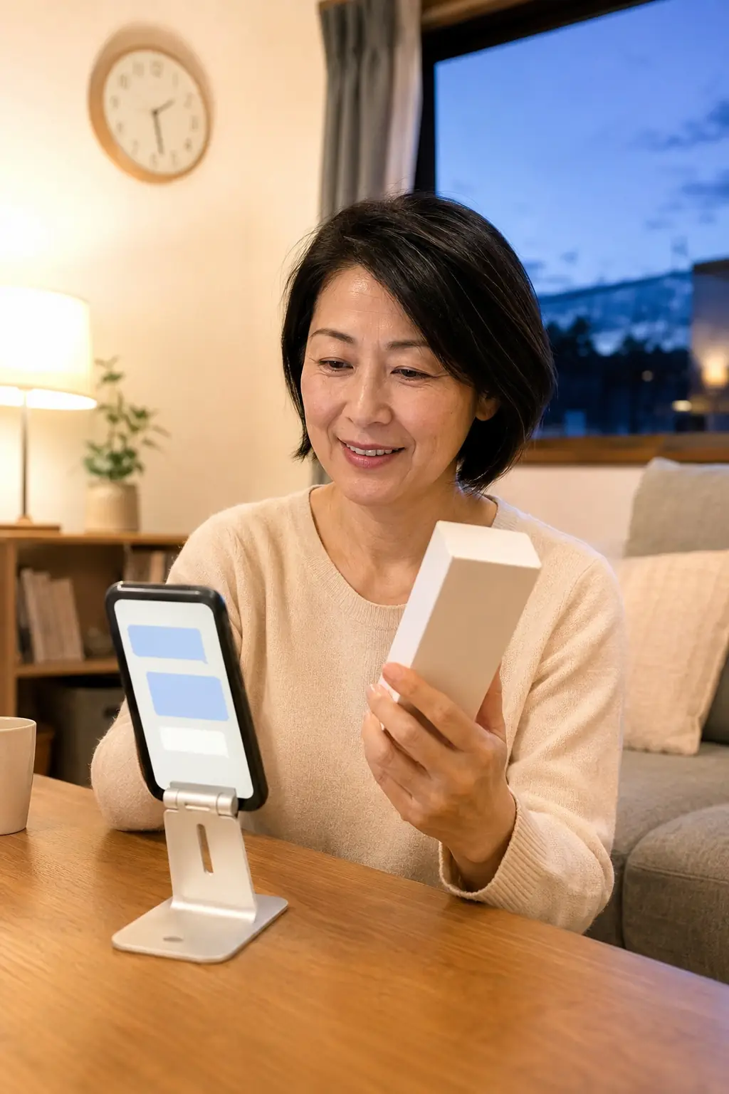 Patient chatting with an AI assistant at home