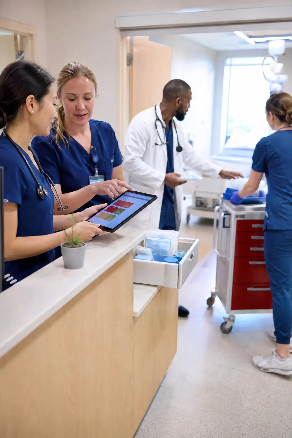 Doctor acting on clinical insights on a tablet